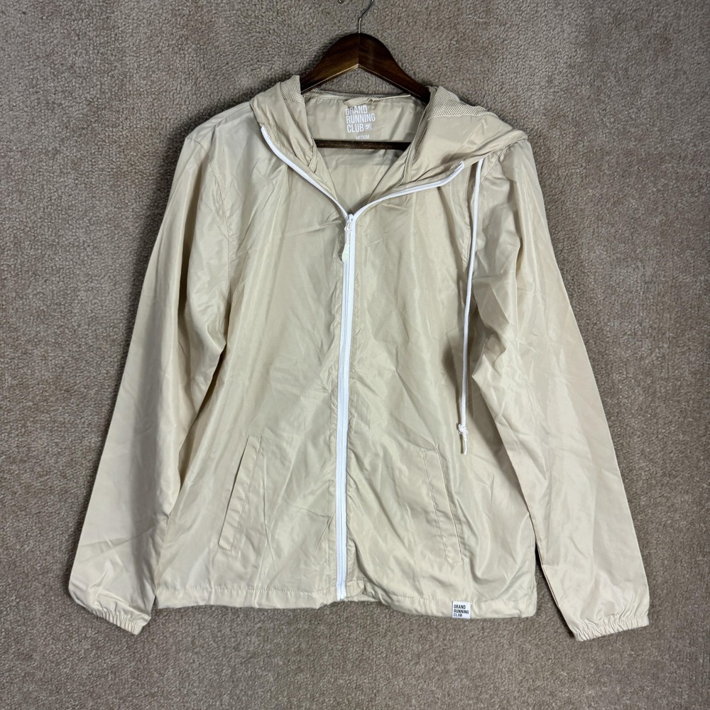 Grand Running Club‎ Jacket Mens Medium Hooded Full Zip Windbreaker Polyester